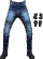 Мужские мотоциклетные брюки для верховой езды, мотоциклетные брюки, армированные арамидом, джинсы, велосипедные брюки с 4 x CE броней, наколенники Синий